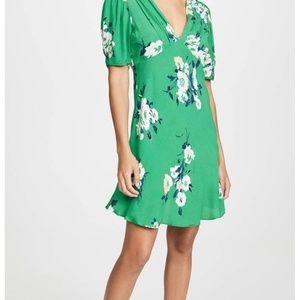 Free People Green Neon Garden Floral Print Mini Dress NWOT Size 0